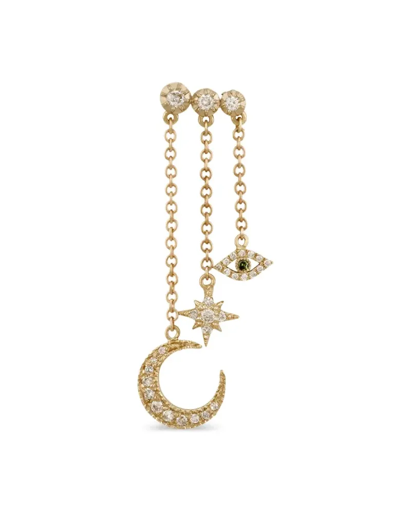 Jacquie Aiche 14kt Crescent Moon Star Gelbgoldohrring mit Diamant Gold