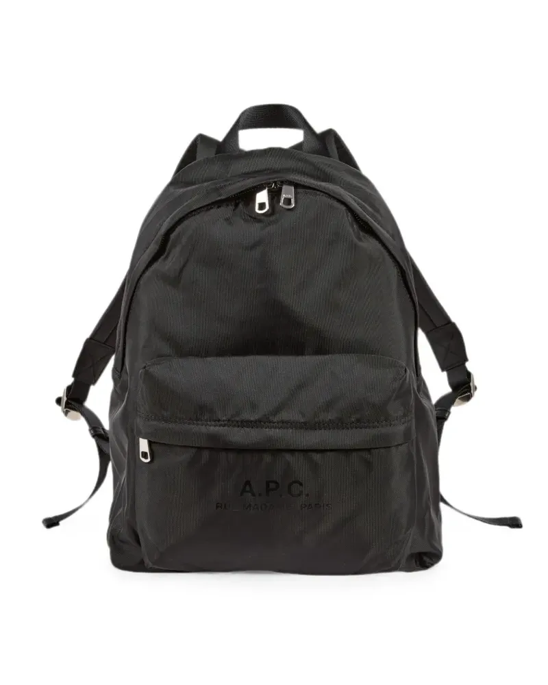A.P.C. logo-print zip-around backpack - Schwarz Schwarz