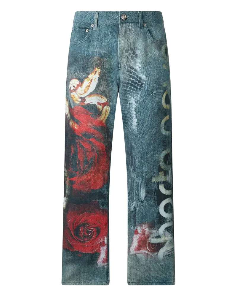 Roberto Cavalli Jeans mit Rosen-Print - Blau Blau