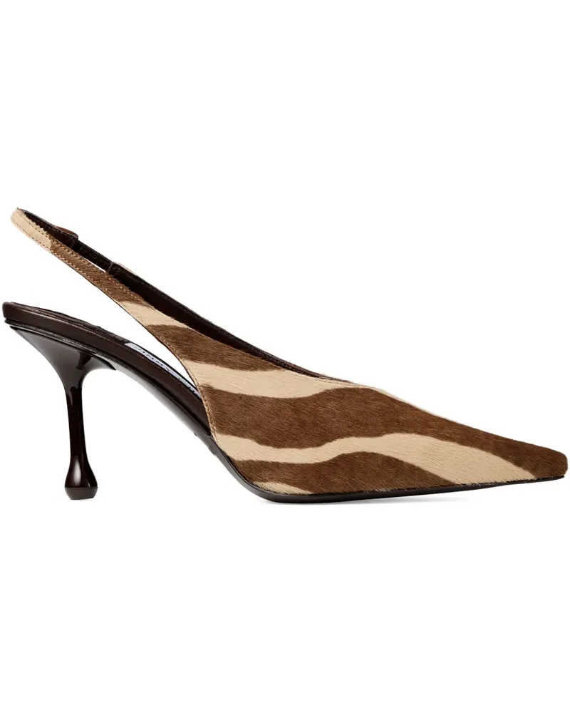 Jimmy Choo Isa Slingback-Pumps mit Zebra-Print 80mm - Braun Braun