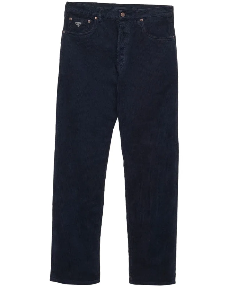 Prada Cordjeans mit geradem Bein Blau