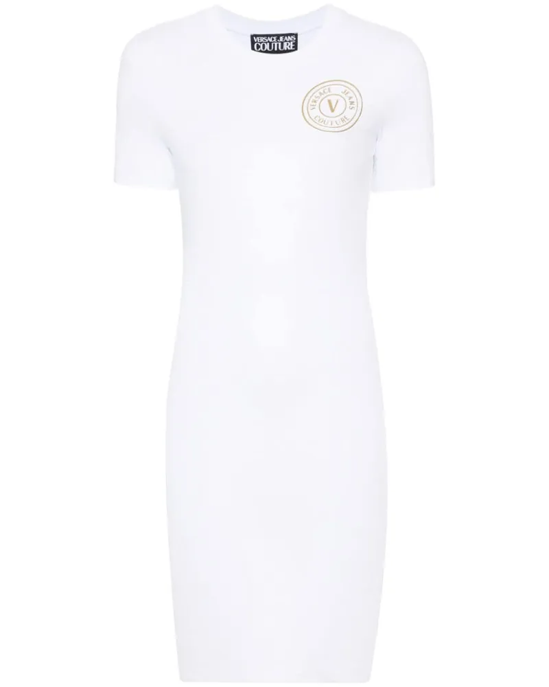 Versace Jeans T-Shirtkleid mit Logo-Print Weiß