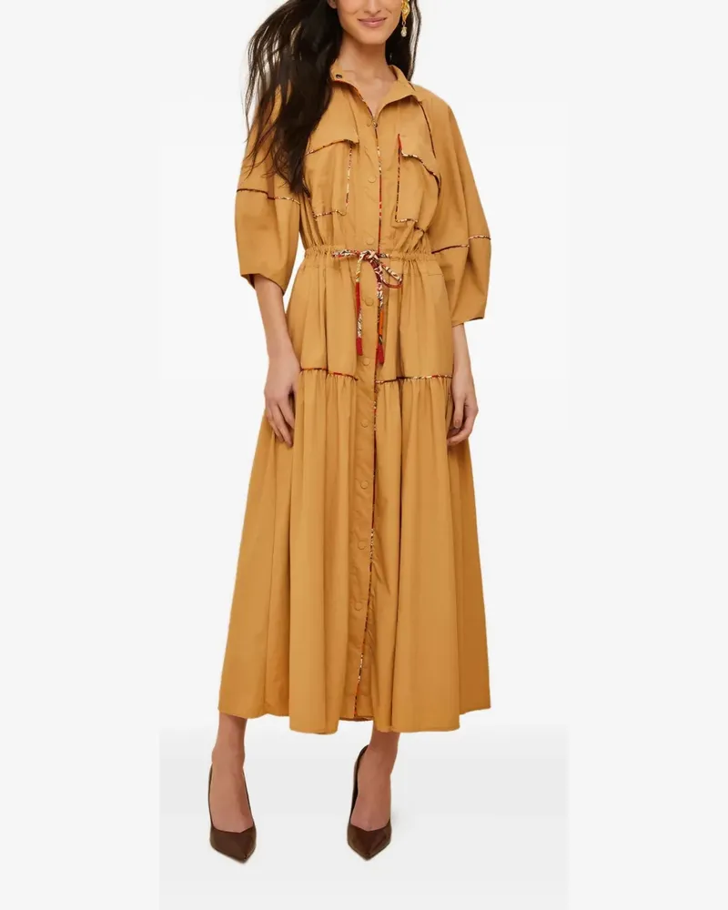 FARM Rio Midikleid mit Kordelzug - Braun Braun