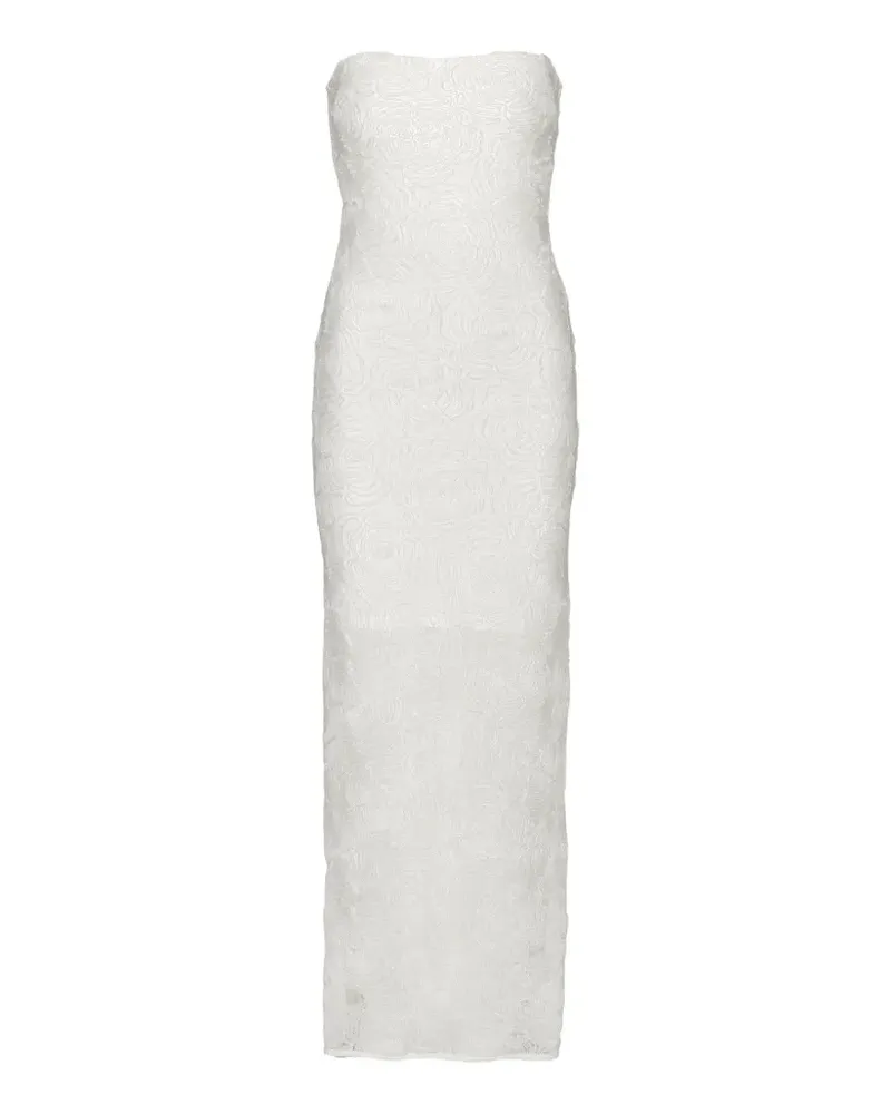 ROTATE Birger Christensen Mesh-Kleid mit Blumenmuster - Weiß Weiß