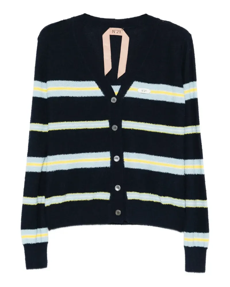 N° 21 Gestreifter Cardigan - Blau Blau