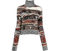 Gestrickter Rollkragenpullover - Braun