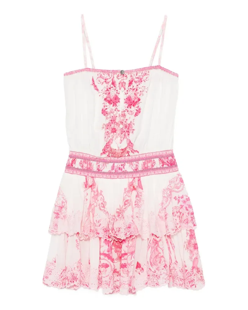 Camilla floral-print tiered mini dress - Weiß Weiß