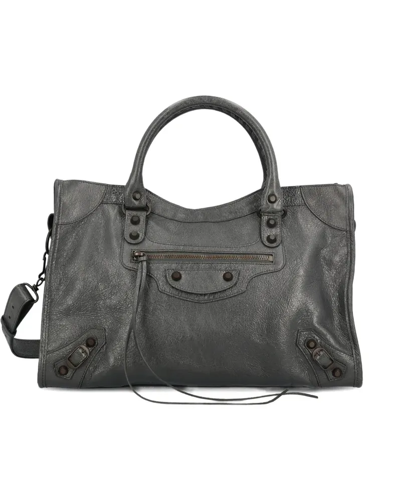 Balenciaga Mittelgroße Le City Tote Bag aus Lammleder - Grau Grau