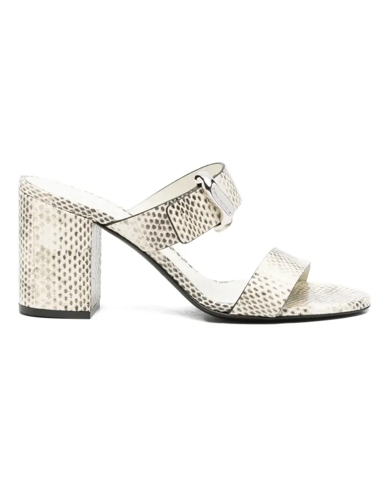 Emporio Armani snakeskin-effect buckle-strap sandals - Nude Nude