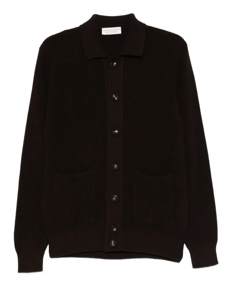 Filippo de Laurentiis Cardigan in Fischerstrick mit Knopfverschluss - Braun Braun