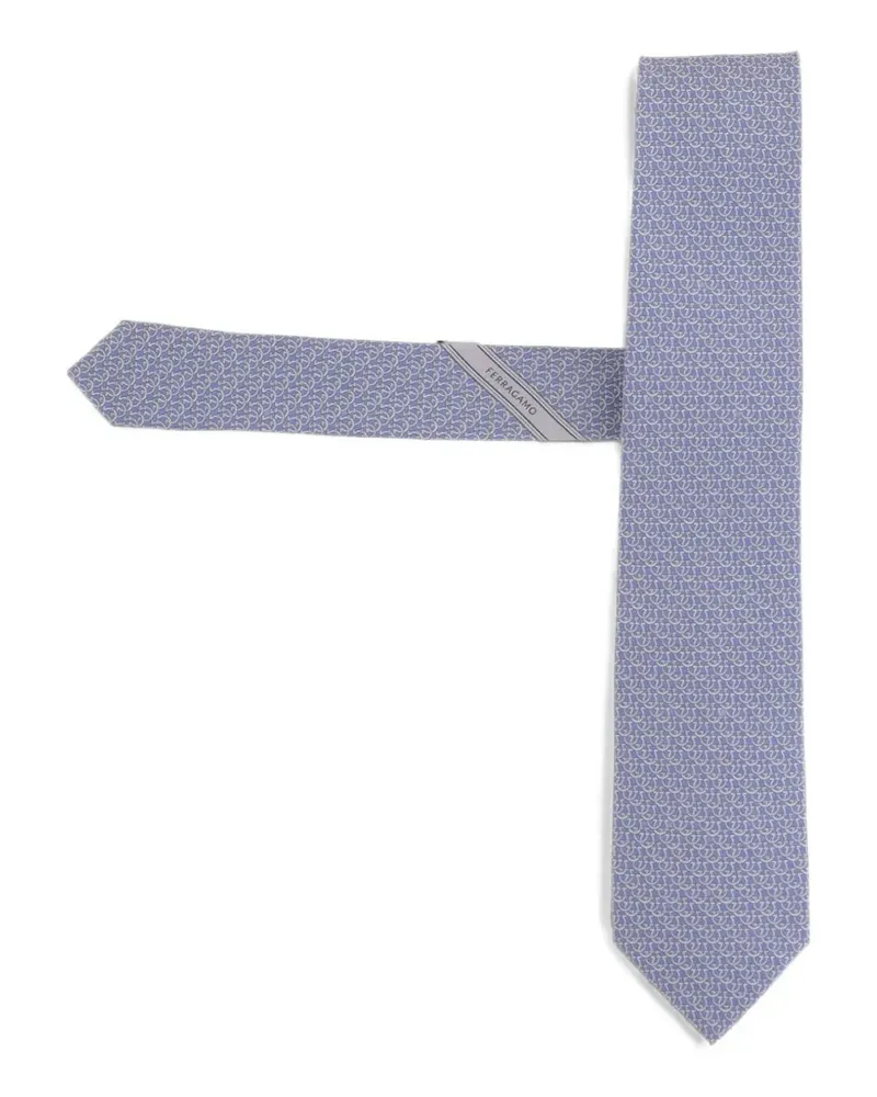 Ferragamo Seidenkrawatte mit Gancini-Print - Blau Blau