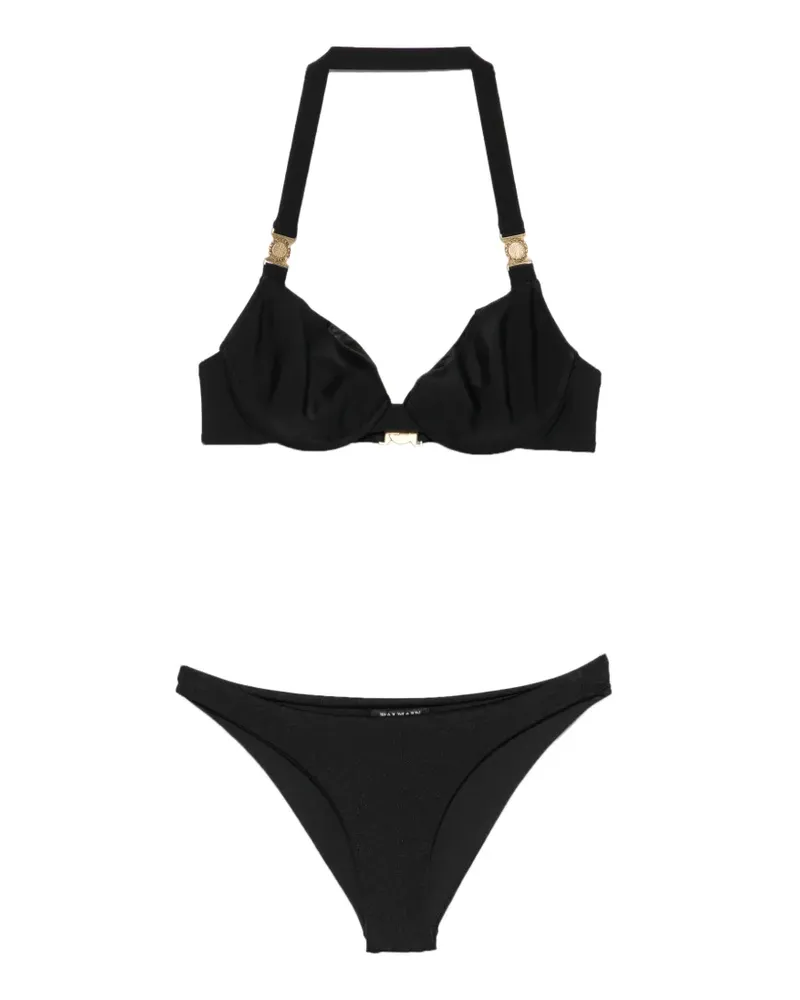 Balmain Bikini mit Logo-Schild - Schwarz Schwarz