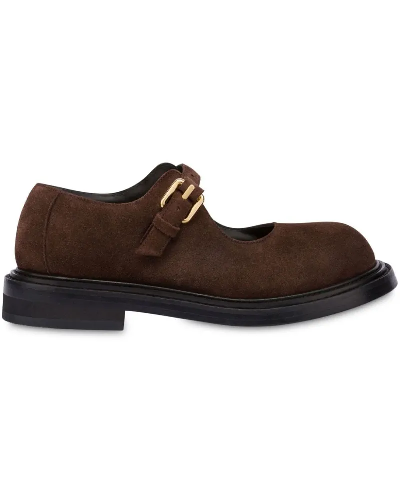 Moschino Loafer aus Wildleder mit Schnalle Braun