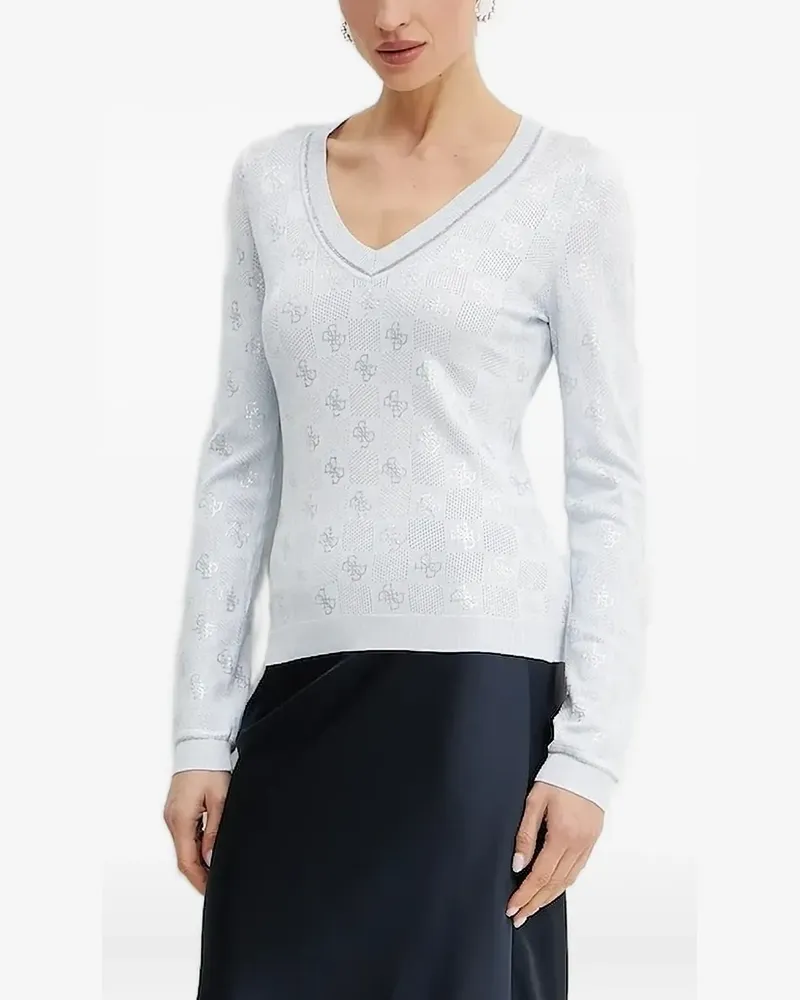 Guess 4G Pullover mit V-Ausschnitt - Blau Blau