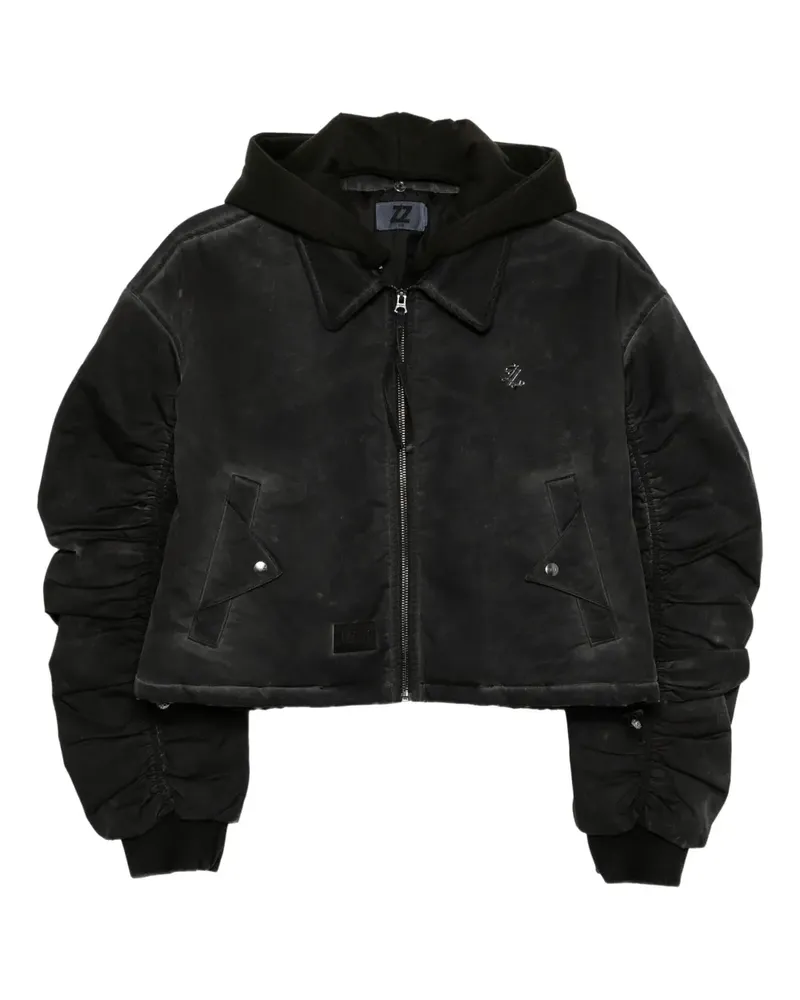 Izzue Geraffte Cropped-Jacke - Schwarz Schwarz