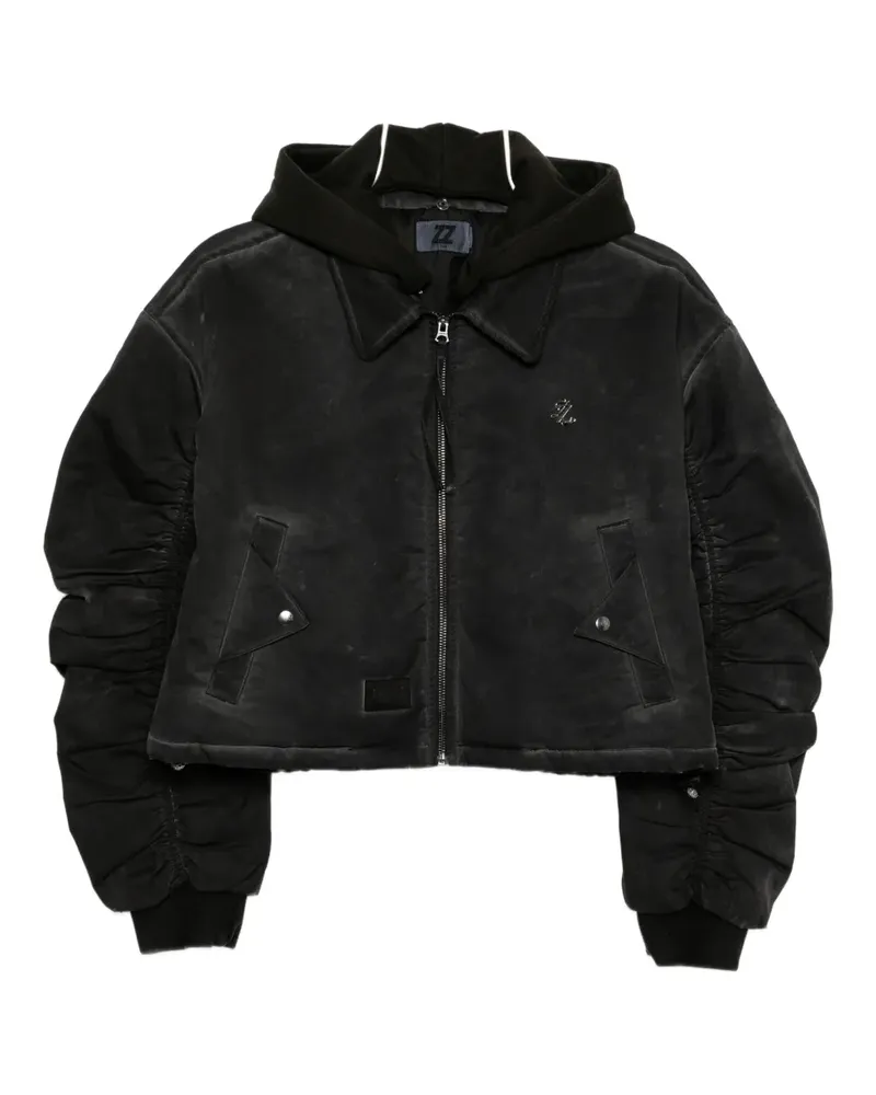 Izzue Geraffte Cropped-Jacke - Schwarz Schwarz