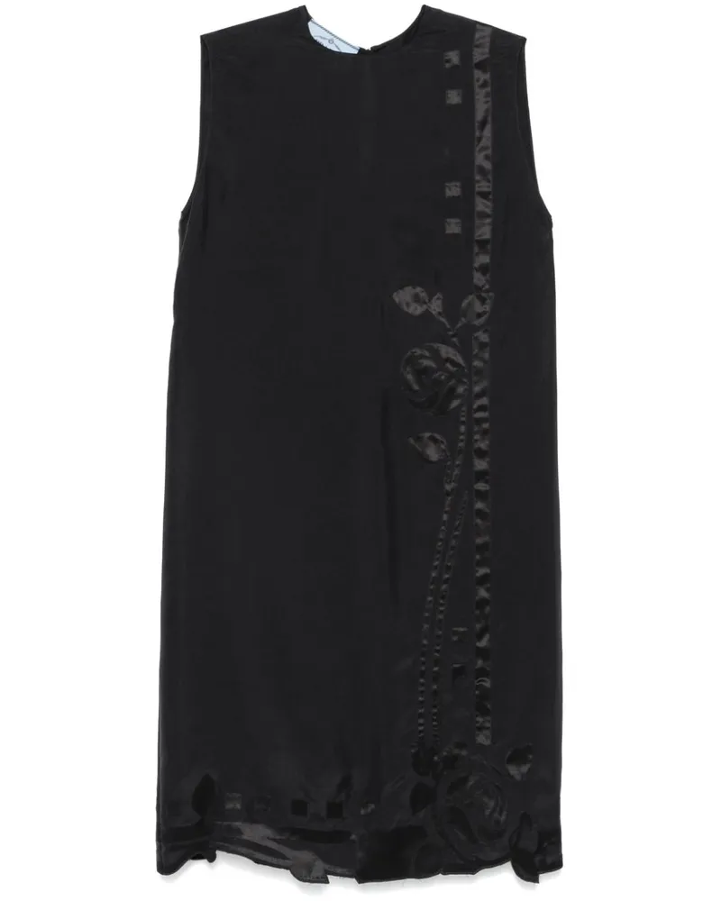 Prada Midikleid mit Blumenapplikation - Schwarz Schwarz