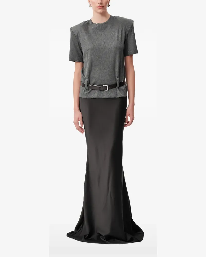 CONCEPTO Coal padded-shoulder belted T-shirt - Grau Grau