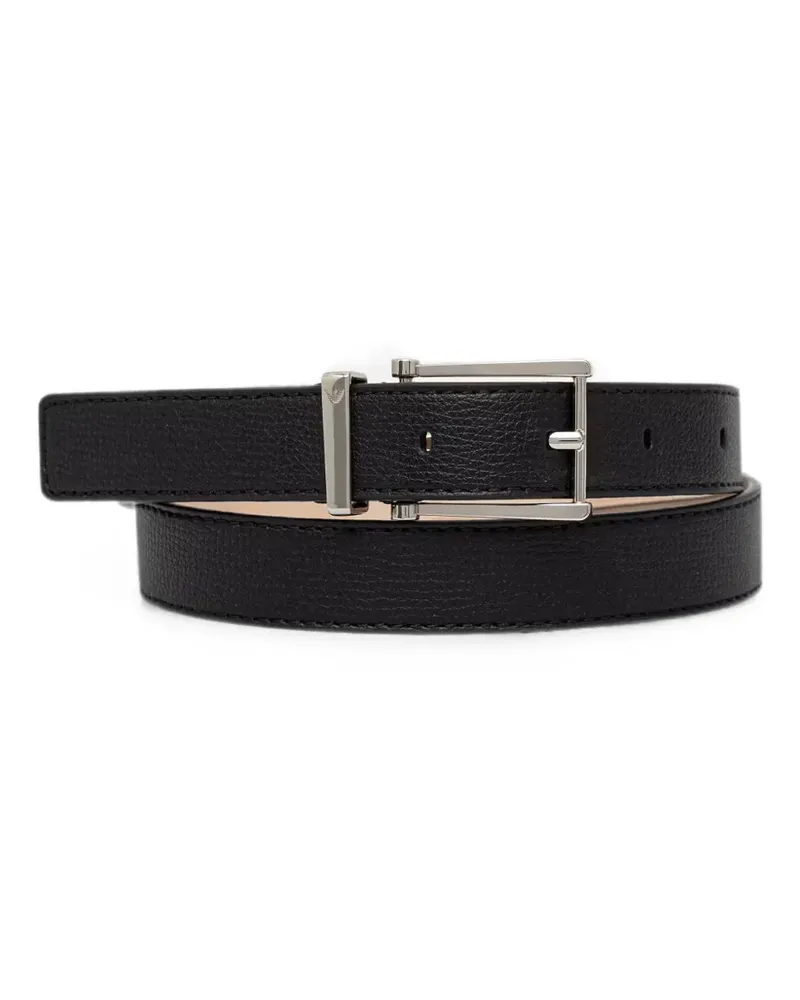 Emporio Armani Zungengürtel aus strukturiertem Leder mit eckiger Schnalle - Schwarz Schwarz