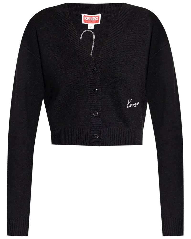 Kenzo Cardigan mit Blumenstickerei - Schwarz Schwarz