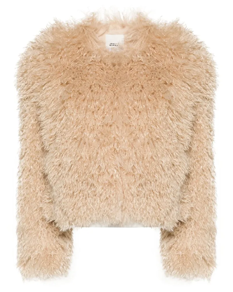 Isabel Marant Faustine Cropped-Jacke mit Faux-Shearling - Nude Nude