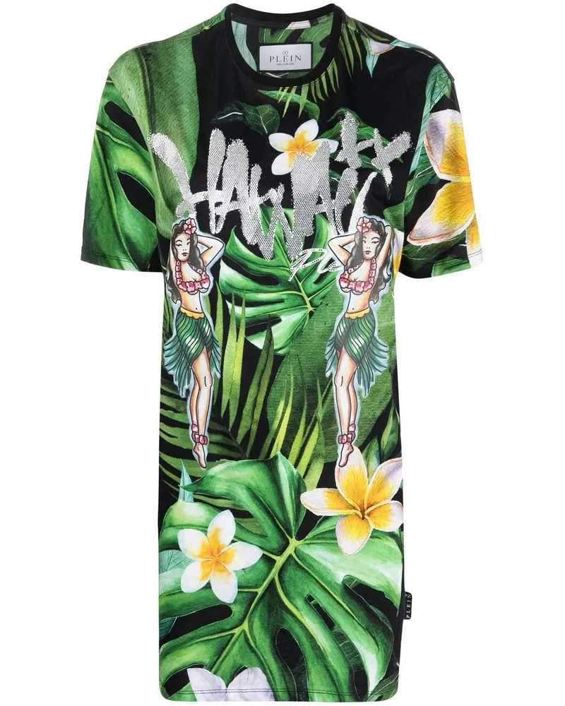 Philipp Plein T-Shirt mit Hawaii-Print - Grün Grün