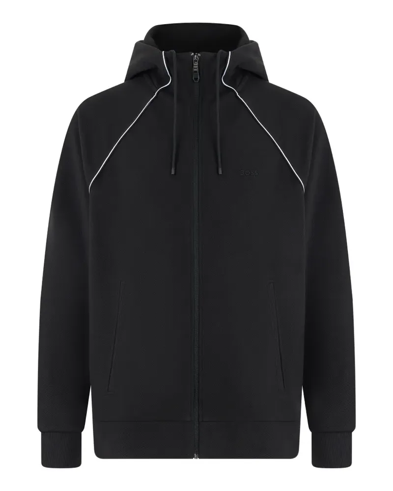 HUGO BOSS piping-detail zip-up hoodie - Schwarz Schwarz