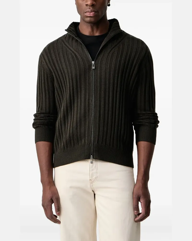 Armani Exchange ribbed-knit zip-up cardigan - Grün Grün