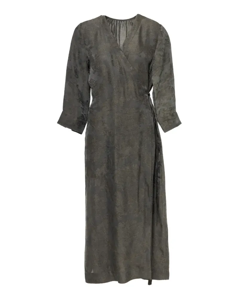 Uma Wang Gewickeltes Anthea Midikleid mit Jacquardmuster - Grau Grau