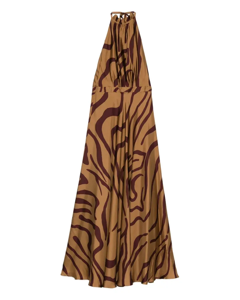 Raquel Diniz Neckholder-Maxikleid mit Wirbel-Print - Nude Nude