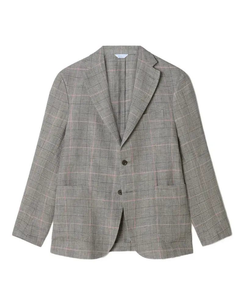 Boglioli K-Jacket LeinenSakko mit Karomuster - Grau Grau