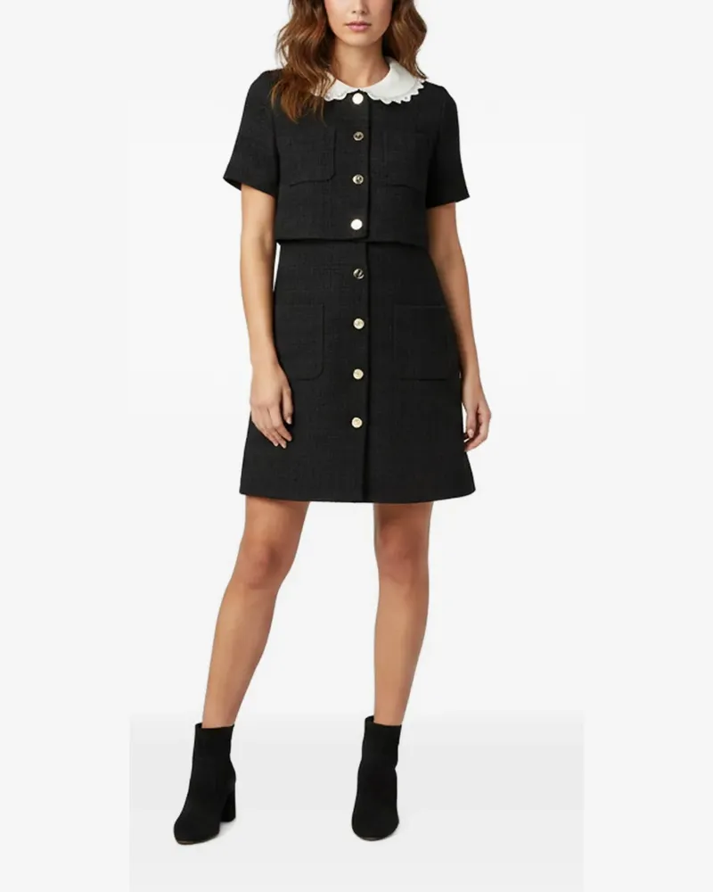 Sandro Tweed-Kleid mit Knöpfen - Schwarz Schwarz