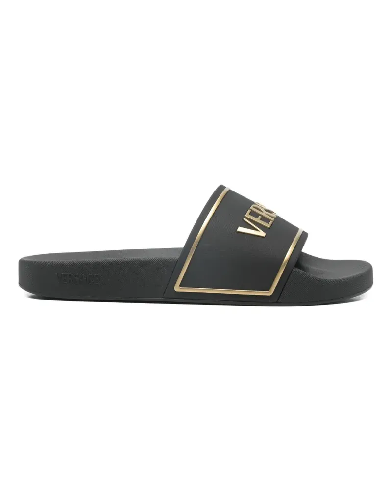 Versace logo-embossed slides - Schwarz Schwarz