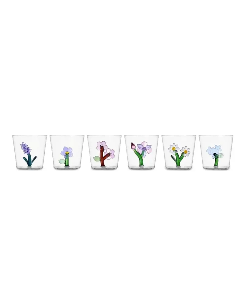 Ichendorf Milano Botanica Gläser mit Blumendetail (6er-Set) - Mehrfarbig Mehrfarbig