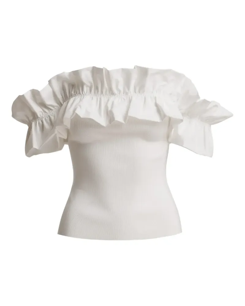 Essentiel ruffled-neck off-shoulder top - Weiß Weiß
