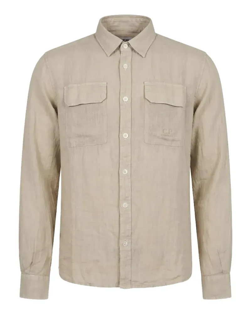 C.P. Company logo-embroidered chest-pocket shirt - Nude Nude