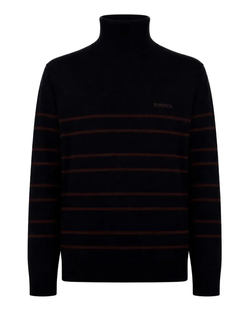 Iceberg Gestreifter Rollkragenpullover - Blau Blau