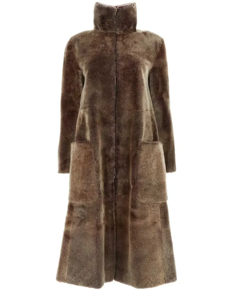 Giorgio Armani Shearling-Mantel - Braun Braun