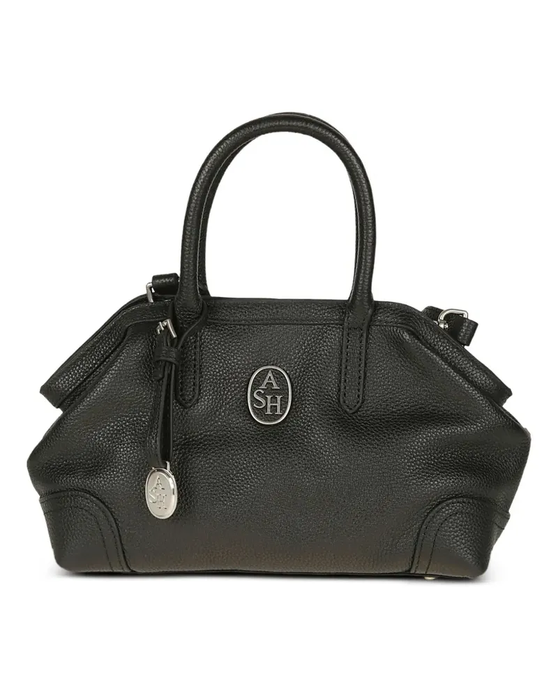 ash Strukturierte Josephine Schultertasche mit Logo-Schild - Schwarz Schwarz