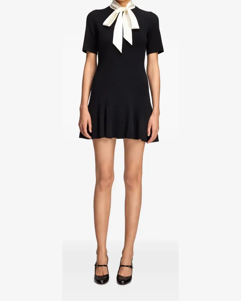 Cinq à Sept Janis pussy-bow mini dress - Schwarz Schwarz