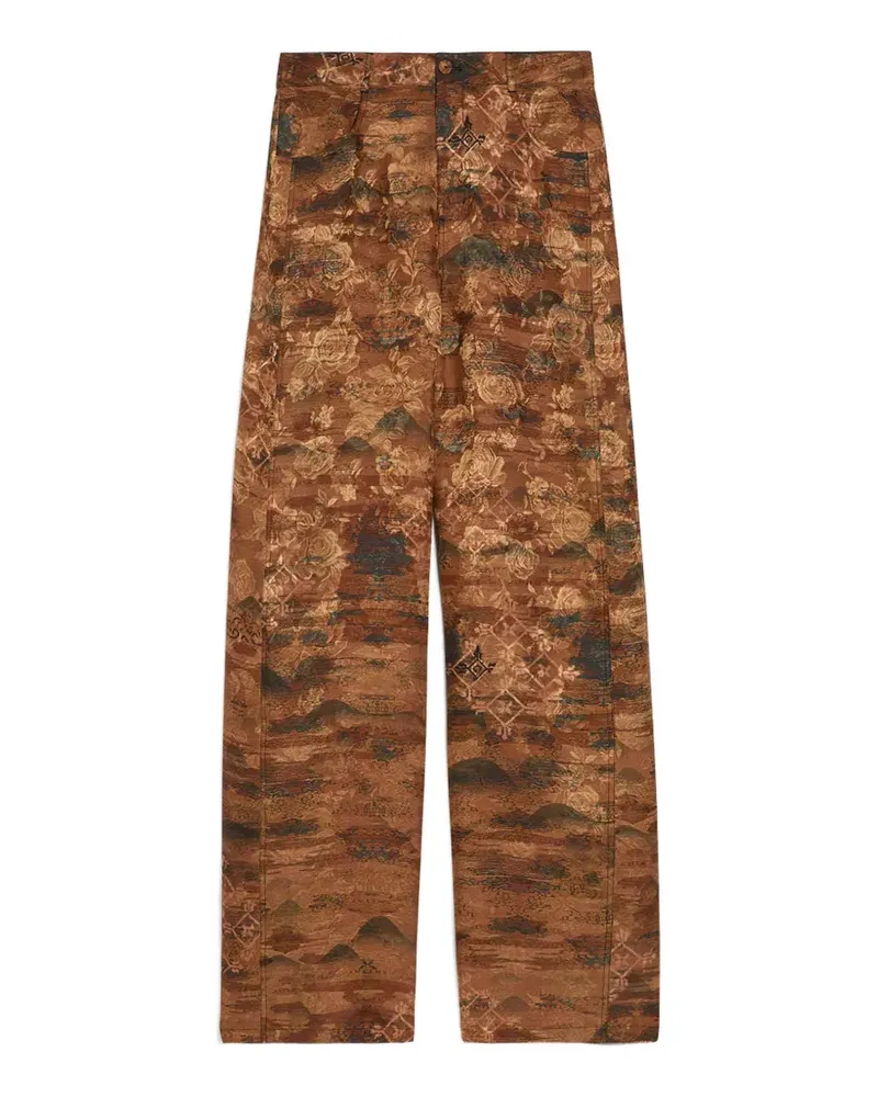 Momoni Ausgestellte Jacquard-Hose mit Print - Braun Braun