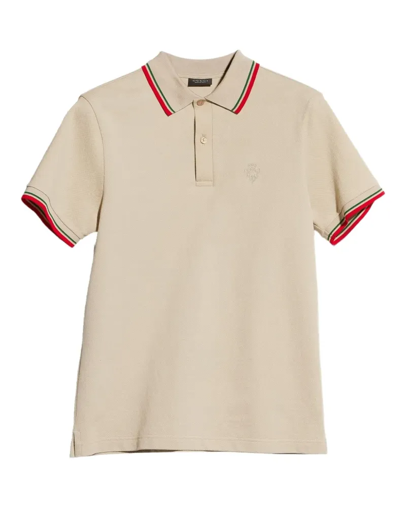 Gucci Poloshirt aus Baumwoll-Piqué mit Stickerei - Nude Nude