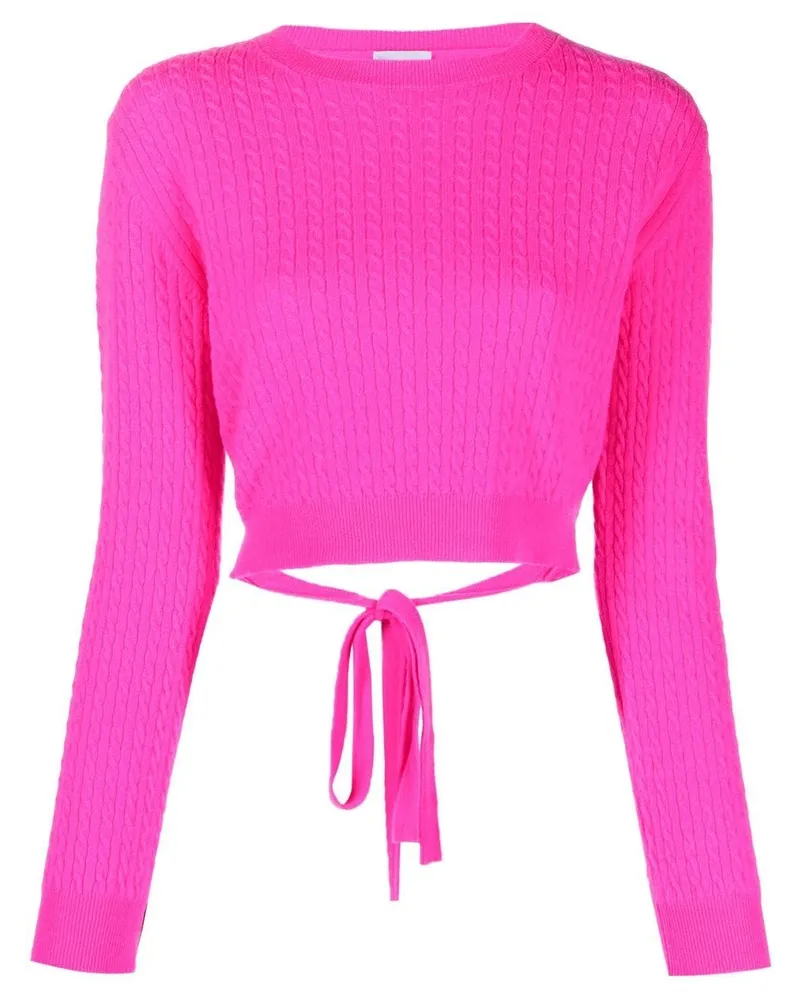 Patou Cropped-Pullover mit Zopfmuster Rosa