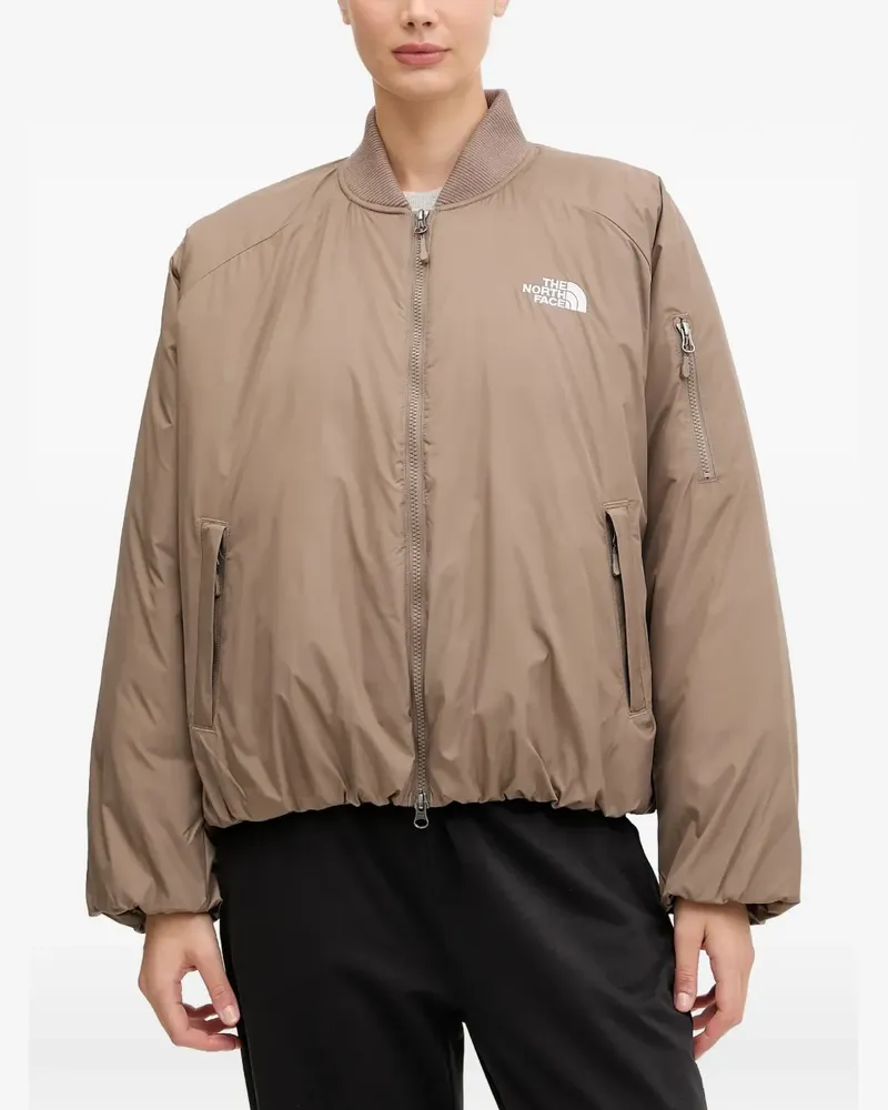 The North Face logo-embroidered bomber jacket - Nude Nude