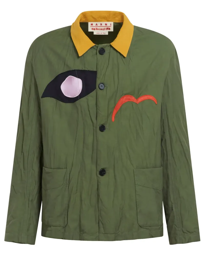 Marni Hemdjacke mit Logo-Patch - Grün Grün