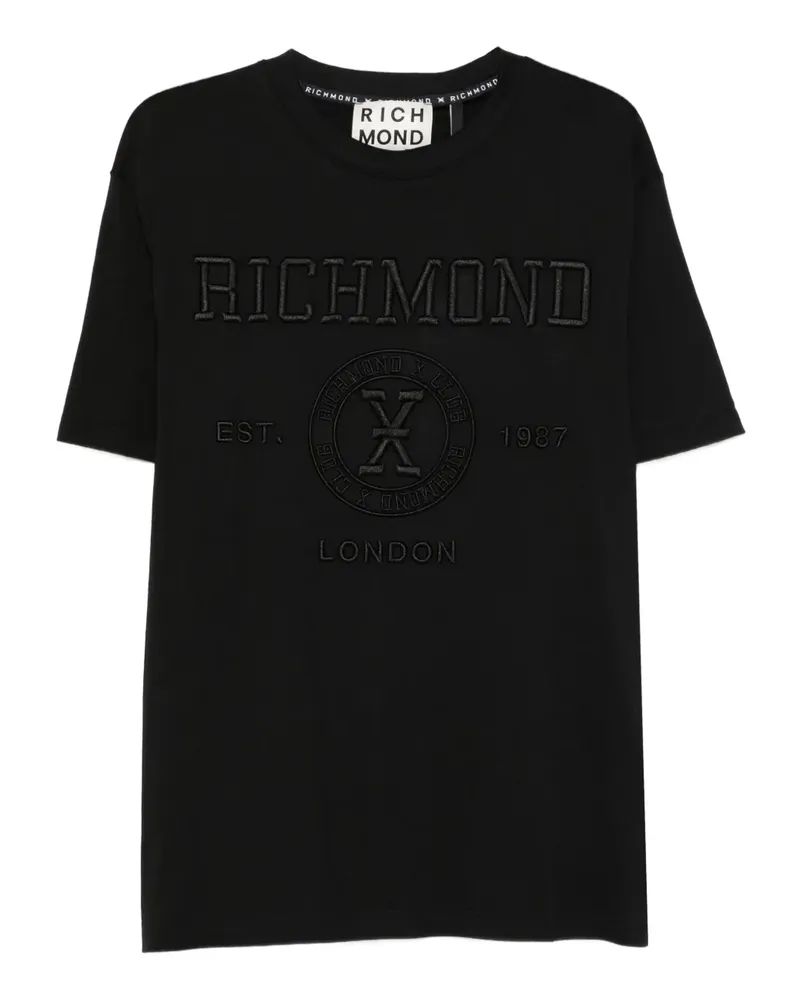 John Richmond T-Shirt mit Logo-Stickerei - Schwarz Schwarz