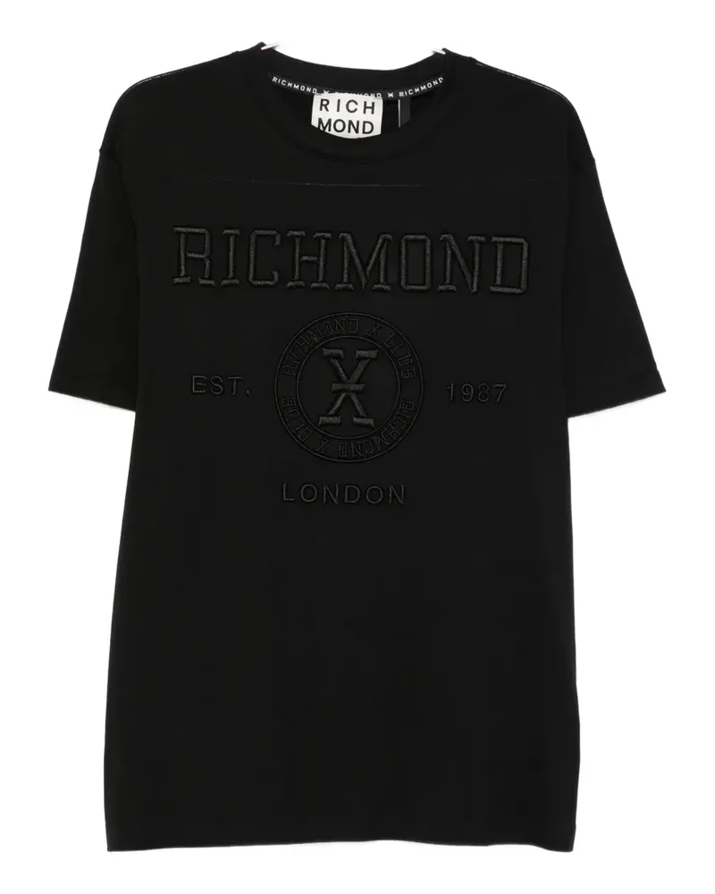 John Richmond T-Shirt mit Logo-Stickerei - Schwarz Schwarz