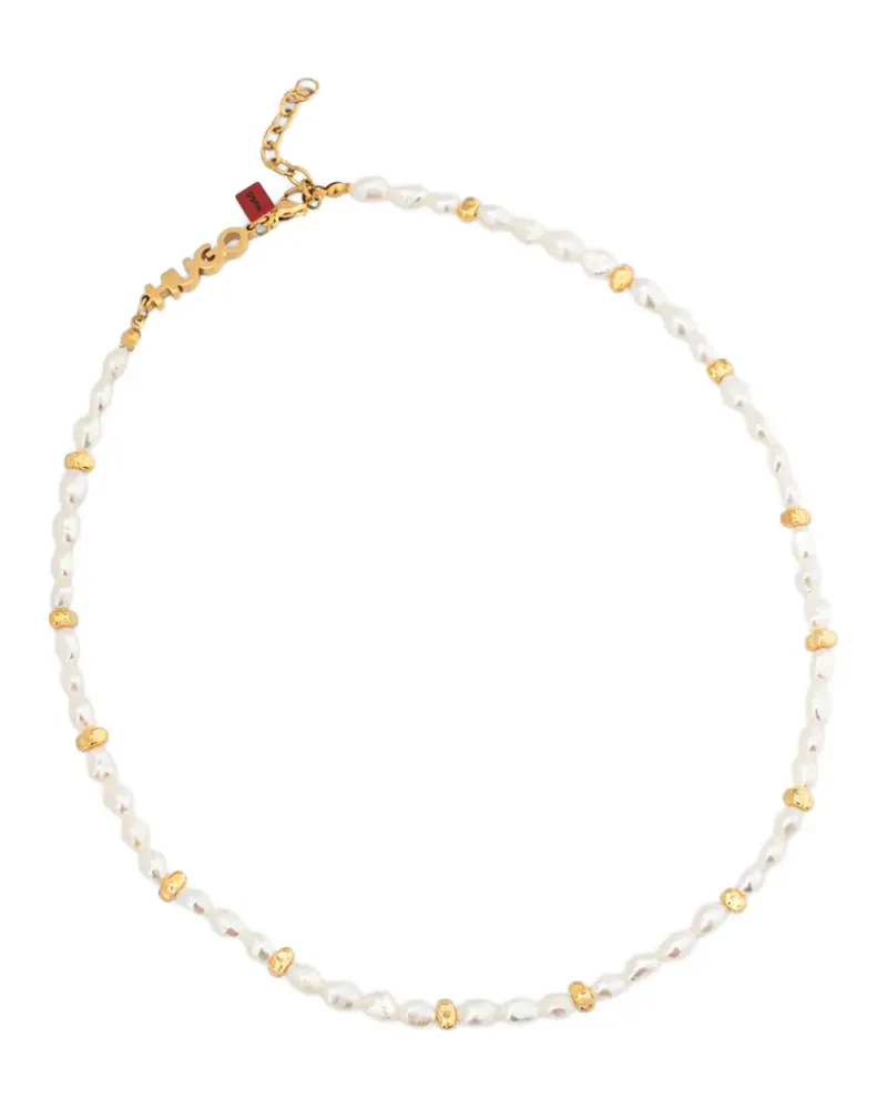 HUGO BOSS logo-plaque necklace - Gold Gold