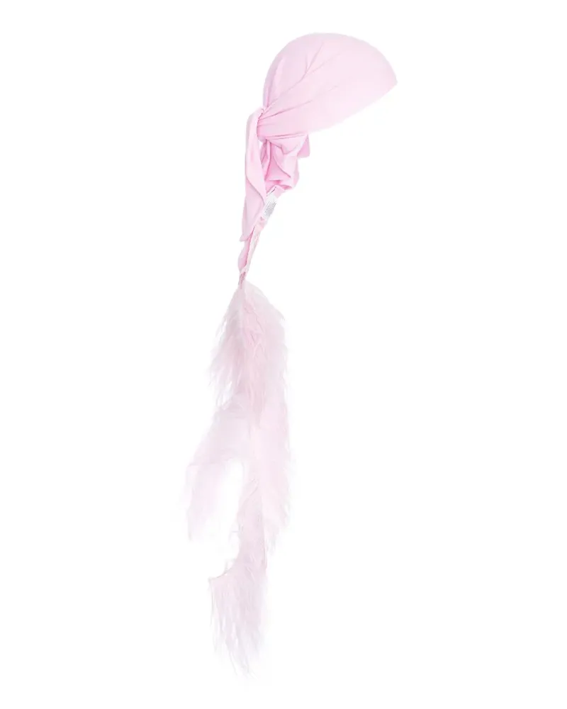 MANURÍ Sissy Kopftuch mit Federn - Rosa Rosa