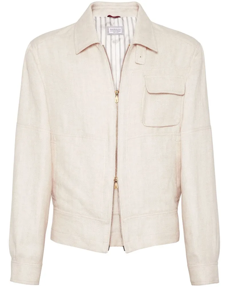 Brunello Cucinelli Bomberjacke mit gespreiztem Kragen - Nude Nude